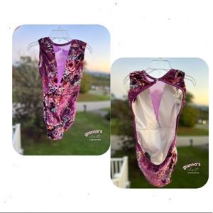 Chelsea B purple floral 1 piece leo